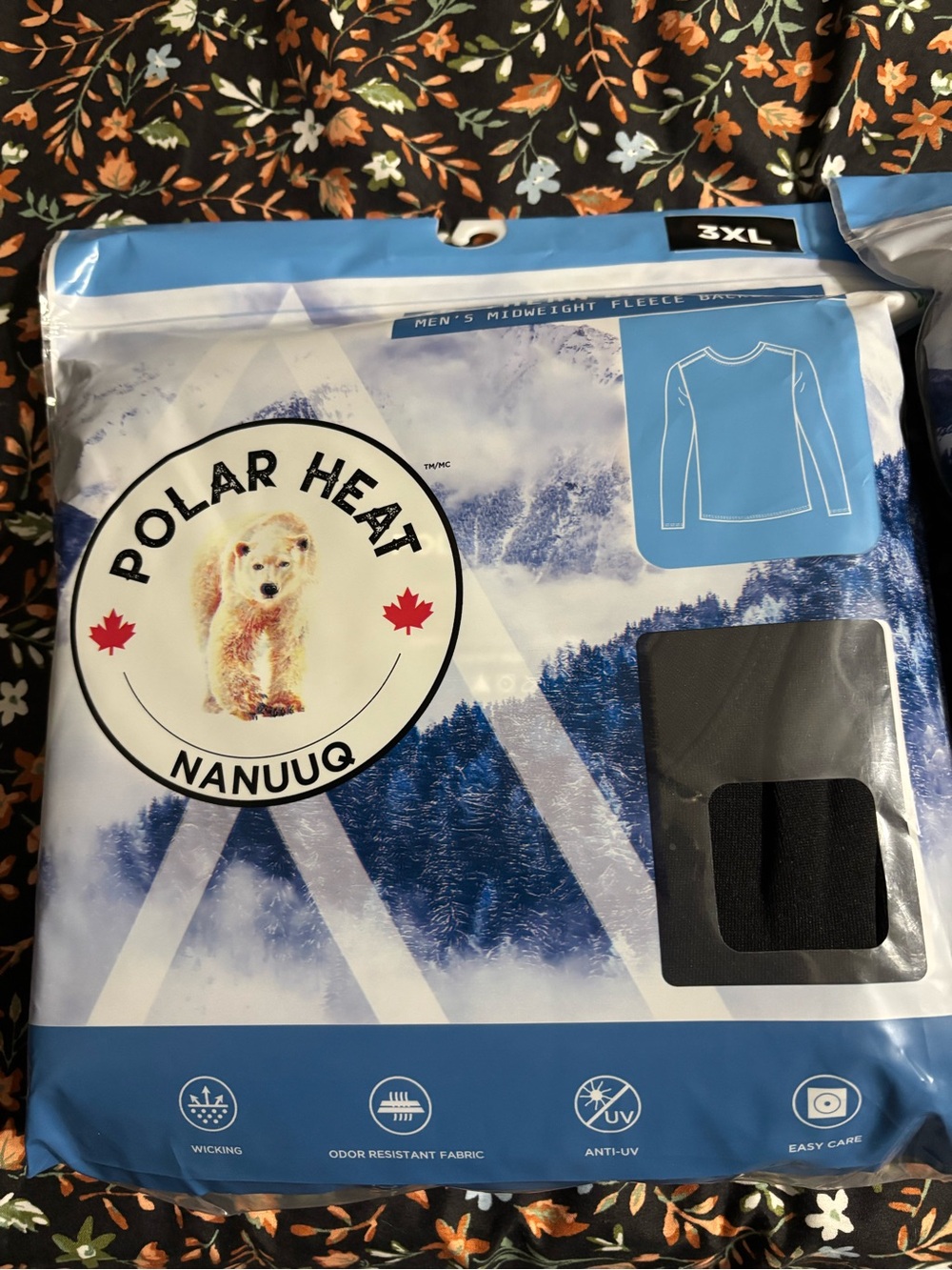 Polar Heat set of 2 Men's Black Midweight Fleece Base Layer Top